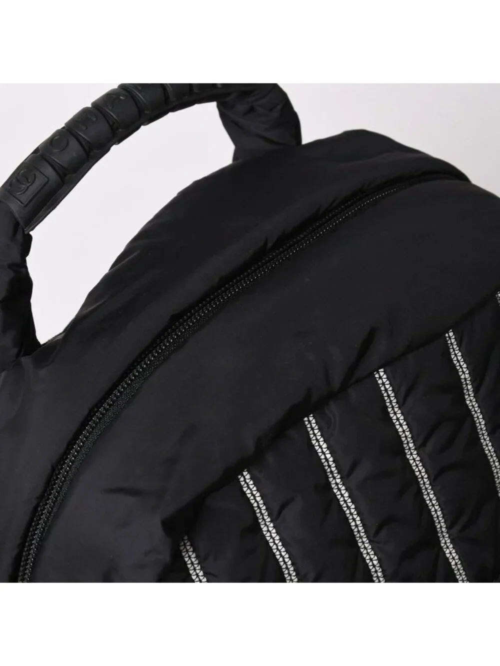 Chanel Sports Line Backpack CC Logo Nylon Stitch Black White